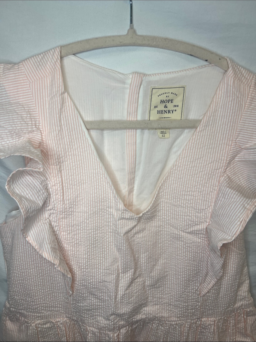 Hope & Henry Blush Pink Midi Dress with Ruffle Shoulders - Picture 5 of 13